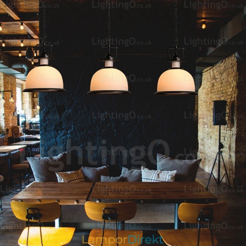 1 Ljus Lantlig Rustik Taklampa Med Glasskärm