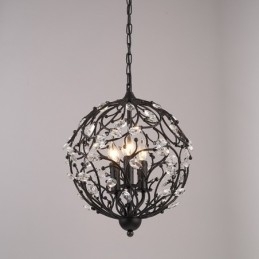 3 Ljus Vintage Retro Globe Crystal Pendel Light