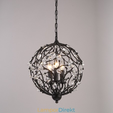 3 Ljus Vintage Retro Globe Crystal Pendel Light 3 Ljus Vintage Retro Globe Crystal Pendel Light