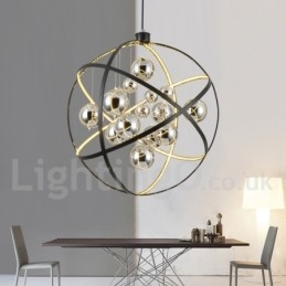 Diameter 50Cm 80Cm Vintage Globe Ljuskrona Rostig Färg Pendelljus