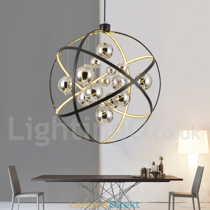 Diameter 50Cm 80Cm Vintage Globe Ljuskrona Rostig Färg Pendelljus