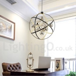 Diameter 50Cm 80Cm Vintage Globe Ljuskrona Rostig Färg Pendelljus