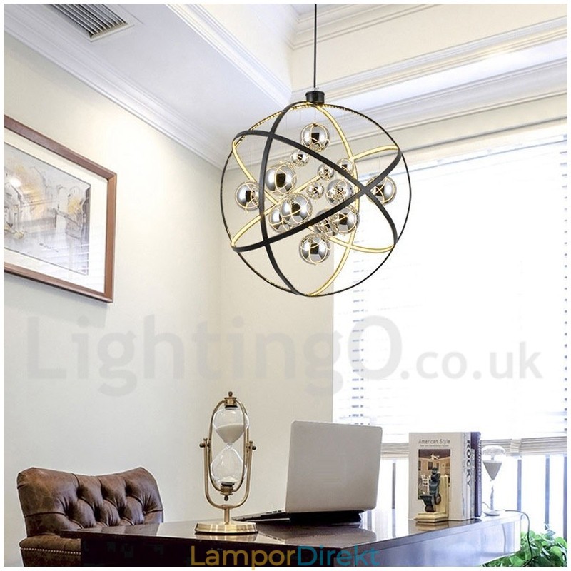 Diameter 50Cm 80Cm Vintage Globe Ljuskrona Rostig Färg Pendelljus