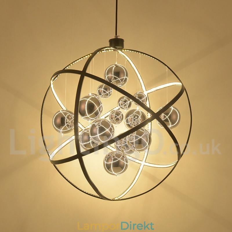 Diameter 50Cm 80Cm Vintage Globe Ljuskrona Rostig Färg Pendelljus