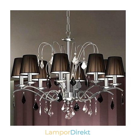 Tyg Lampskärm Kristallkrona 8 Lampor Tyg Lampskärm Kristallkrona 8 Lampor