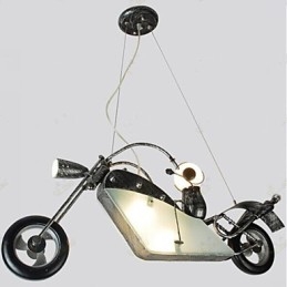 Nostalgisk Barn Pojke Motorcykel Järn Ljuskrona Belysning Lampor