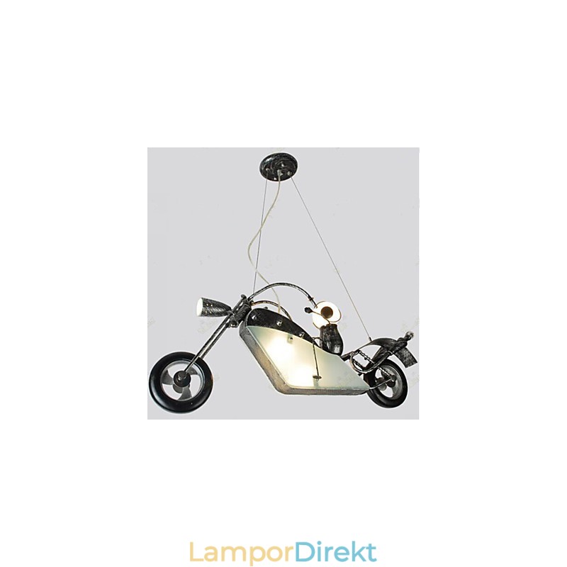 Nostalgisk Barn Pojke Motorcykel Järn Ljuskrona Belysning Lampor