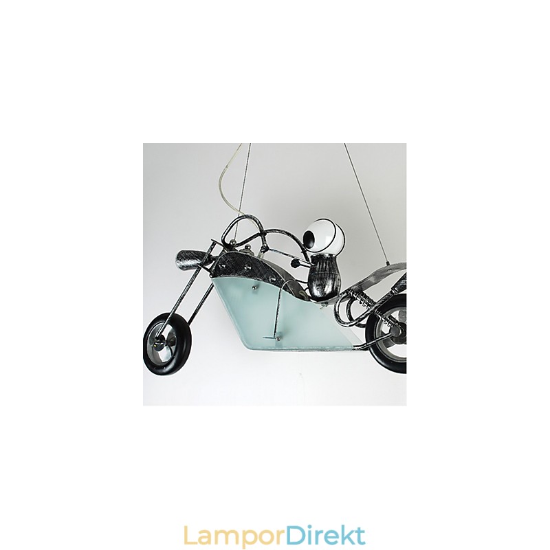Nostalgisk Barn Pojke Motorcykel Järn Ljuskrona Belysning Lampor