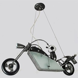 Nostalgisk Barn Pojke Motorcykel Järn Ljuskrona Belysning Lampor