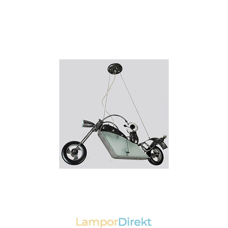 Nostalgisk Barn Pojke Motorcykel Järn Ljuskrona Belysning Lampor