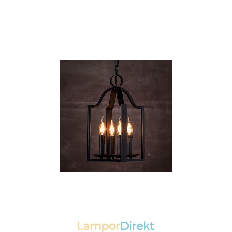 4 Ljus Vintage Minimalistisk Järnmålning Taklampa