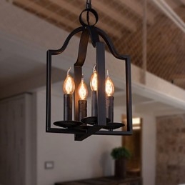4 Ljus Vintage Minimalistisk Järnmålning Taklampa