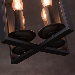 4 Ljus Vintage Minimalistisk Järnmålning Taklampa