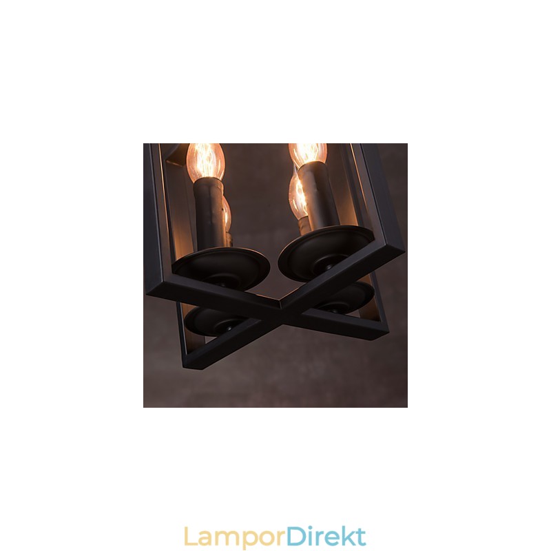 4 Ljus Vintage Minimalistisk Järnmålning Taklampa