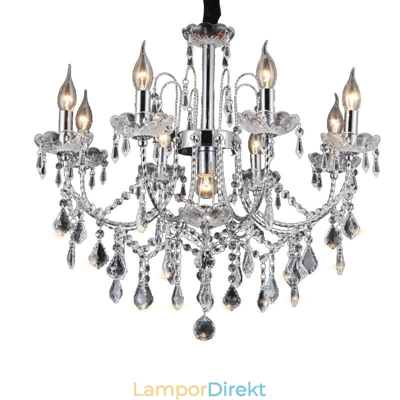 Elegant Kristallkrona Med 9 Lampor