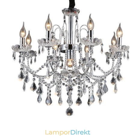 Elegant Kristallkrona Med 9 Lampor Elegant Kristallkrona Med 9 Lampor