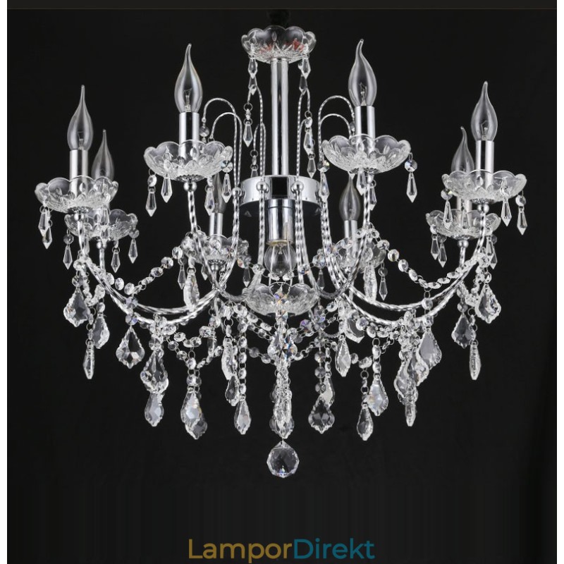 Elegant Kristallkrona Med 9 Lampor
