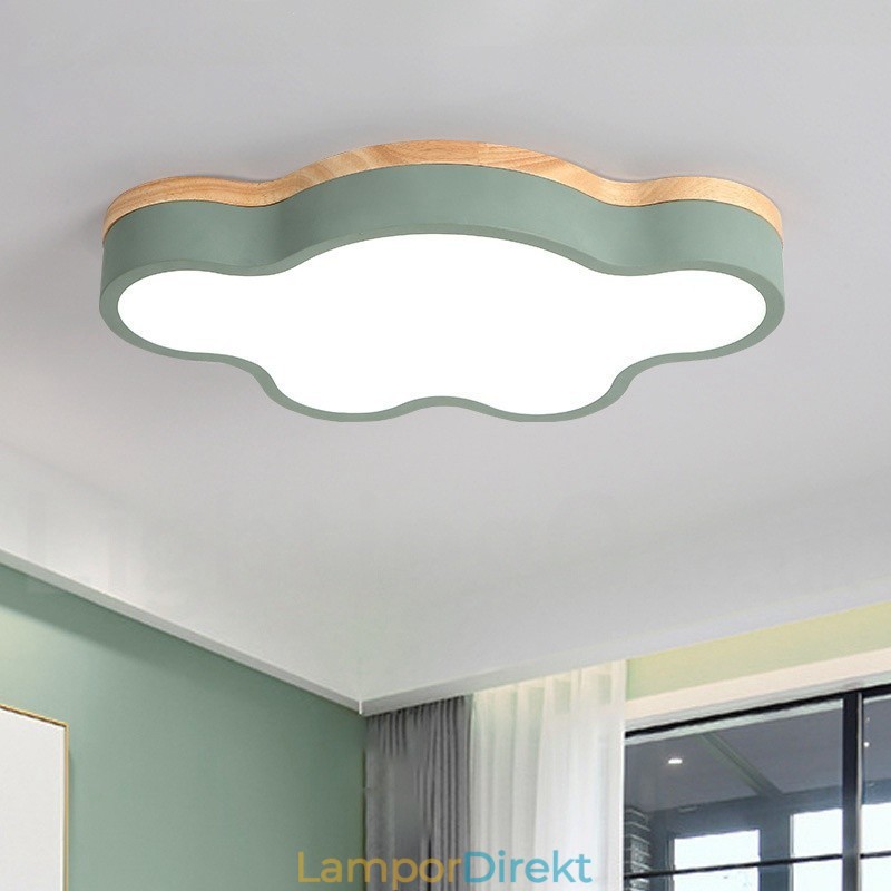 Macaron Multicolor Modern Contemporary Steel Flush Wood Light Taklampa