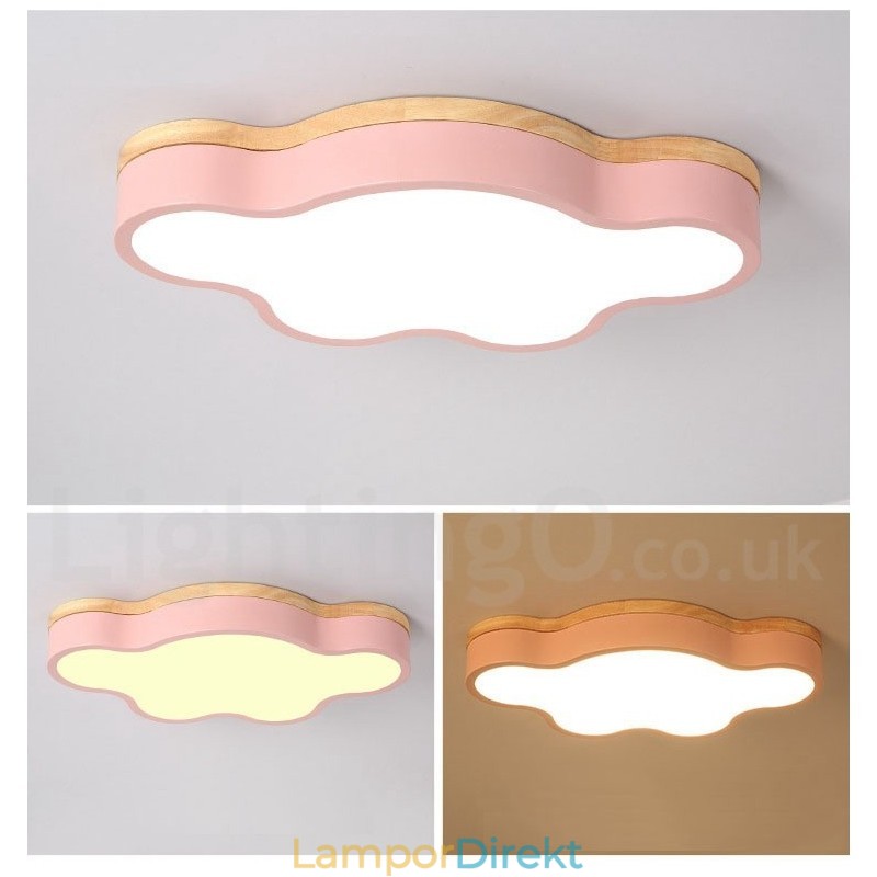 Macaron Multicolor Modern Contemporary Steel Flush Wood Light Taklampa