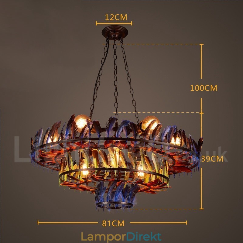 Retro Steel Lighting Butikshängande Ljuskrona Light