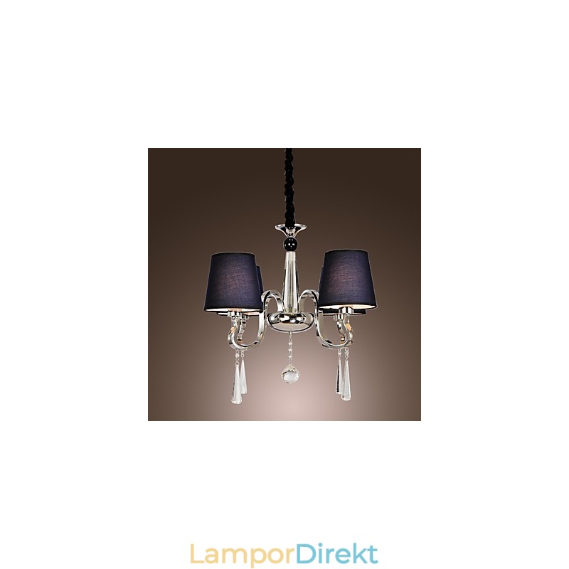 Vintage Ljuskrona 4 Ljus Klassisk Tyg Metallmålning