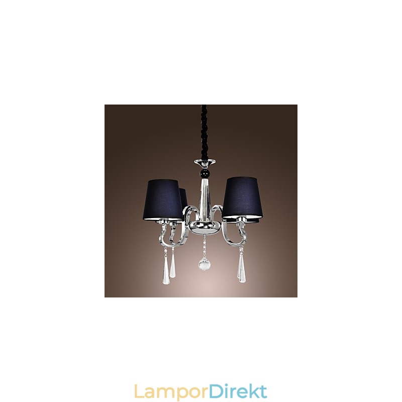 Vintage Ljuskrona 4 Ljus Klassisk Tyg Metallmålning