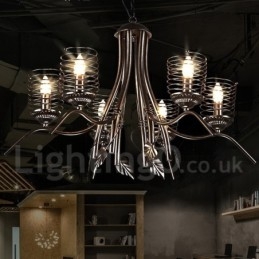 Industriell Stil Stålbelysning Butikshängande Ljuskrona Ljus