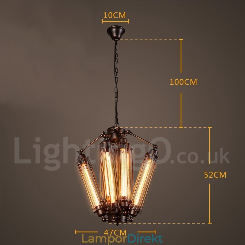 Industriell Stil Stålbelysning Butikshängande Ljuskrona Ljus