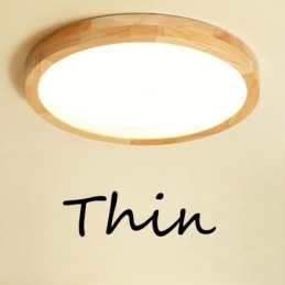 Ultratunn Taklampa I Rund Trä I Massivt Trä Akryltaklampa Nordic Lights