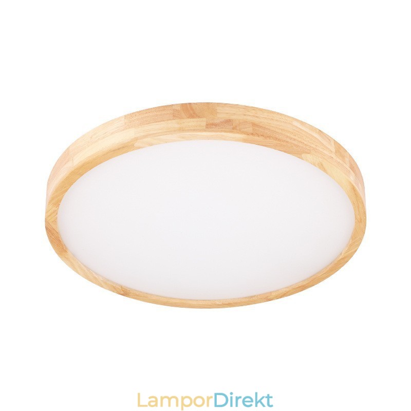 Ultratunn Taklampa I Rund Trä I Massivt Trä Akryltaklampa Nordic Lights