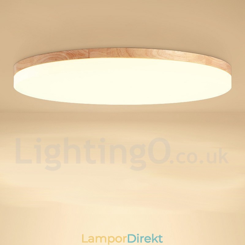 Nordic Round Taklampa Enkel Modern Massivträ Lampa Ultratunn Taklampa
