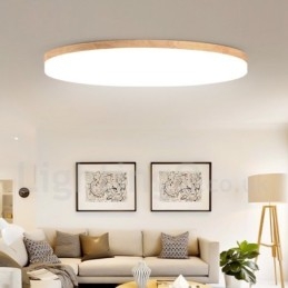 Nordic Round Taklampa Enkel Modern Massivträ Lampa Ultratunn Taklampa