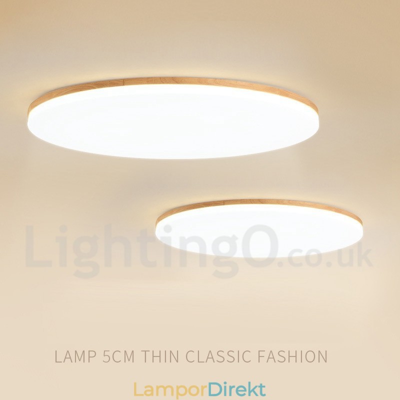 Nordic Round Taklampa Enkel Modern Massivträ Lampa Ultratunn Taklampa