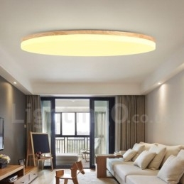 Nordic Round Taklampa Enkel Modern Massivträ Lampa Ultratunn Taklampa