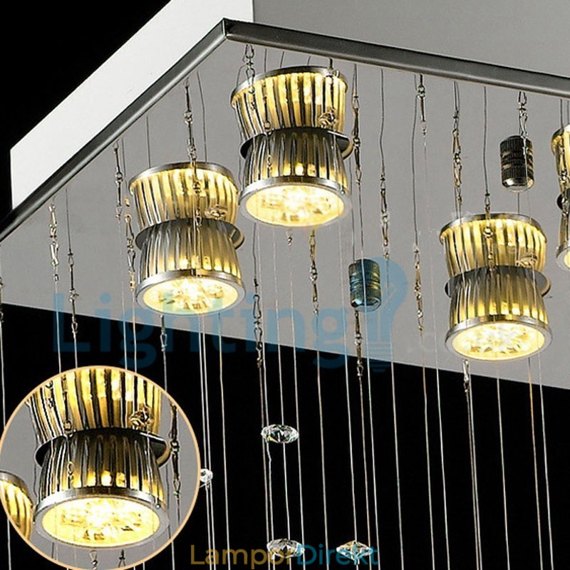 Modern Och Modern Ljuskrona Infälld Hängande Armatur Crystal Regndroppsljus