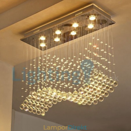 Modern Och Modern Ljuskrona Infälld Hängande Armatur Crystal Regndroppsljus Modern Och Modern Ljuskrona Infälld Hängande Armatur Crystal Regndroppsljus