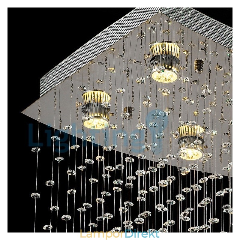 Modern Och Modern Ljuskrona Infälld Hängande Armatur Crystal Regndroppsljus