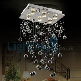 Modern Och Modern Ljuskrona Infälld Hängande Armatur Crystal Regndroppsljus