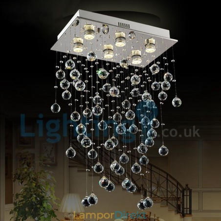 Modern Och Modern Ljuskrona Infälld Hängande Armatur Crystal Regndroppsljus Modern Och Modern Ljuskrona Infälld Hängande Armatur Crystal Regndroppsljus