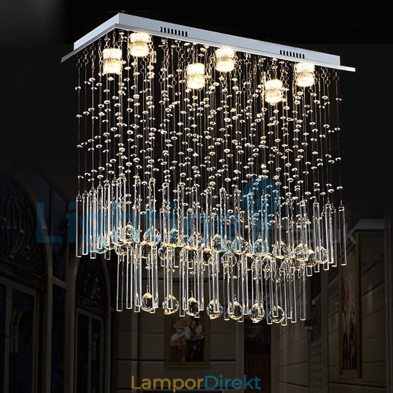 Modern Och Modern Ljuskrona Infälld Hängande Armatur Crystal Regndroppsljus