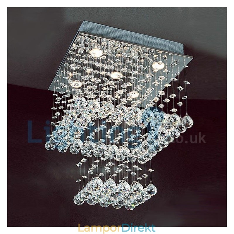 Modern Och Modern Ljuskrona Infälld Hängande Armatur Crystal Regndroppsljus