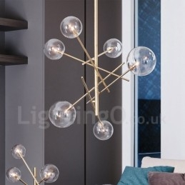 6 Ljus Nordic Lamp Chandelier Enkel Kreativ Retro Iron Glas Ball Magic Bean Ljuskrona