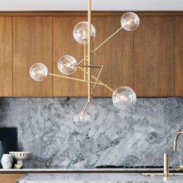 6 Ljus Nordic Lamp Chandelier Enkel Kreativ Retro Iron Glas Ball Magic Bean Ljuskrona