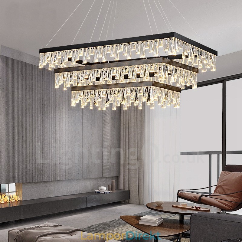 Nordic Crystal Pendellampa Rektangulär Atmosfär Pendellampa Postmodern Lighting