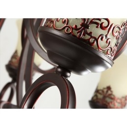 24 Ljus Högt I Tak Vintage Country Island Målning Metall Ljuskrona Med Glasskärmar Högt I Tak