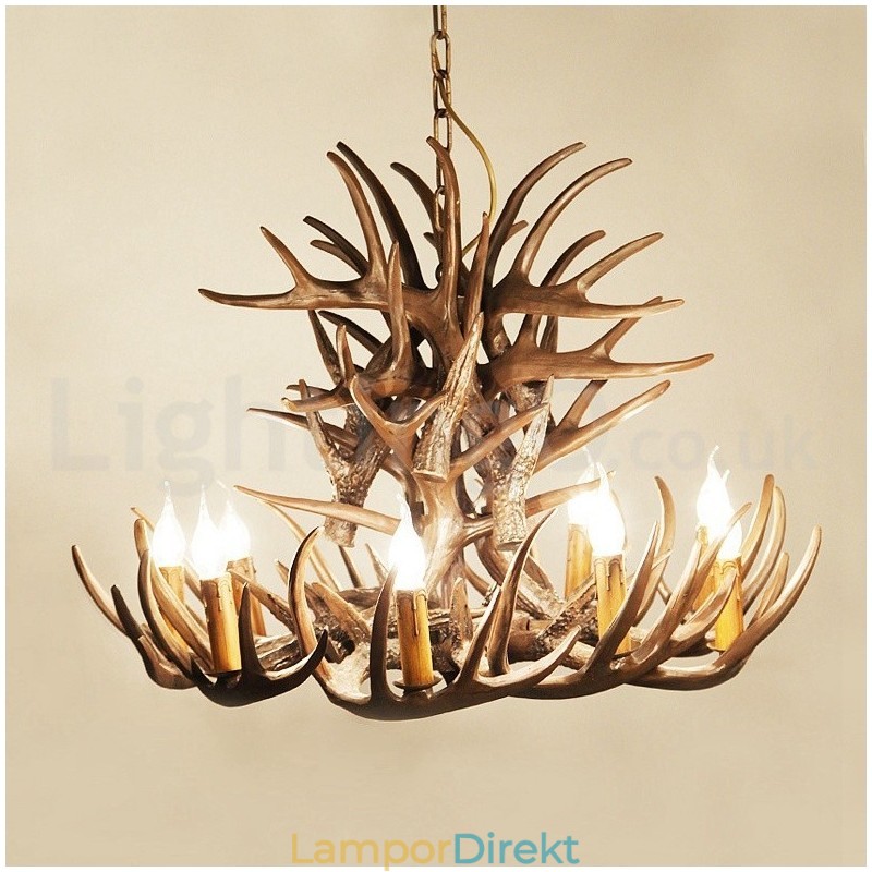 9 Lätt Rustik Konstnärlig Retro Antler Ljuskrona