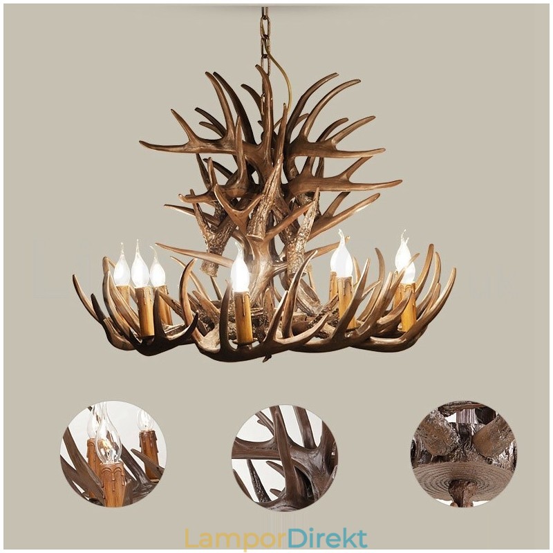 9 Lätt Rustik Konstnärlig Retro Antler Ljuskrona