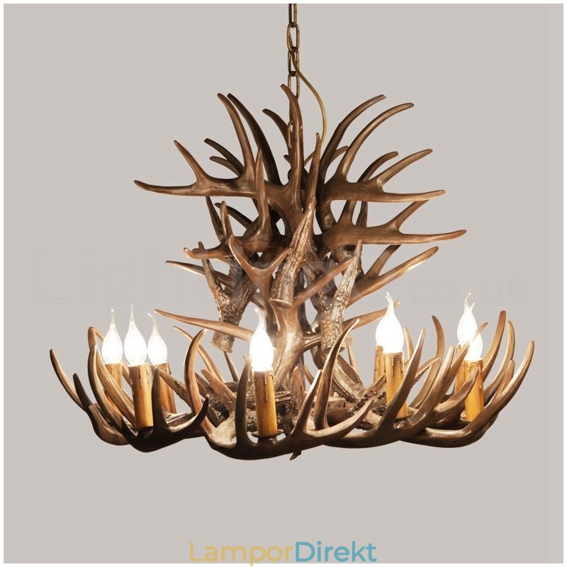 9 Lätt Rustik Konstnärlig Retro Antler Ljuskrona