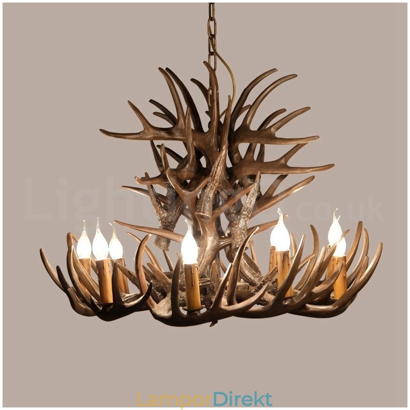 9 Lätt Rustik Konstnärlig Retro Antler Ljuskrona