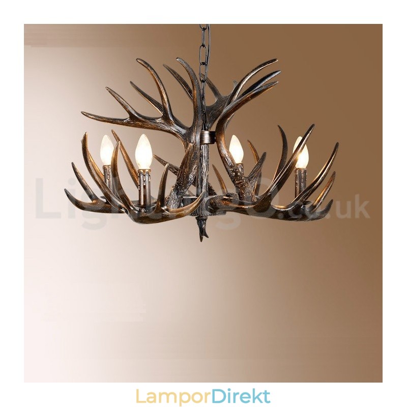 4 Ljus Rustik Konstnärlig Retro Horn Gradient Svart Ljuskrona
